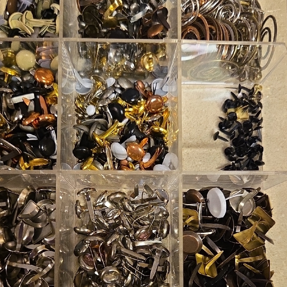 Assorted Metal Fasteners in Organizer Box For Crafts Scrapbooking - Picture 3 of 12